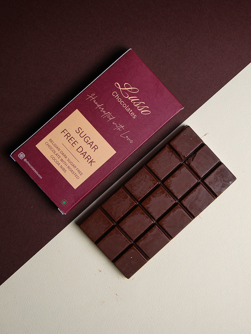 Sugar Free Ghana Belgian Dark Chocolate with Cocoa Nibs