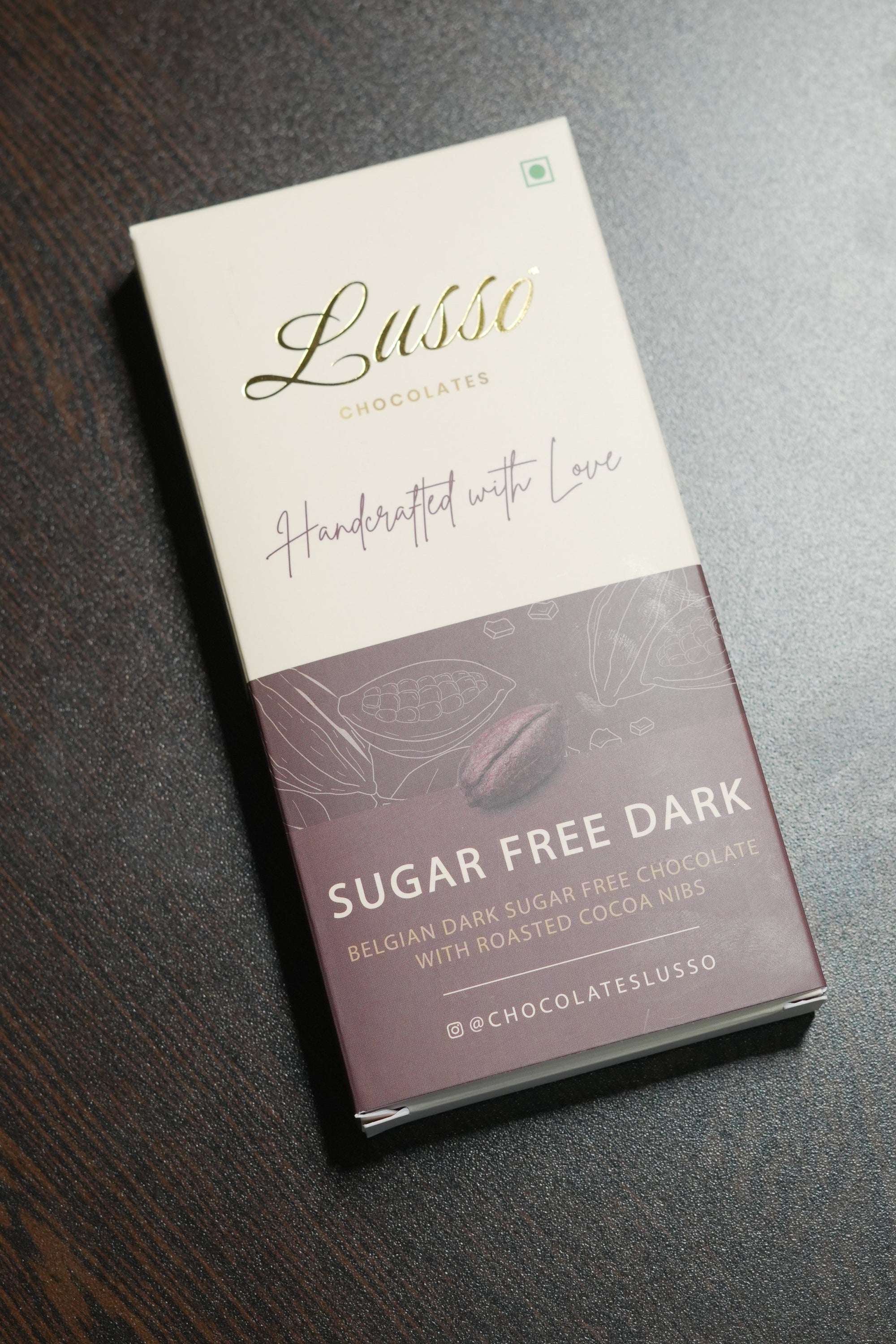Sugar Free Ghana Belgian Dark Chocolate with Cocoa Nibs